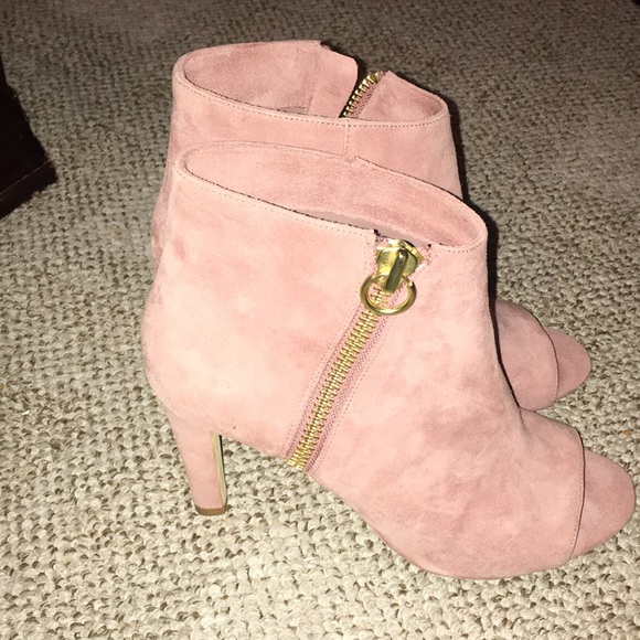 JOIE REAL SUEDE BLUSH COLOR PEEP TOE LEATHER SOLED EUC BOOTIES WORN 1x size eu40 - Picture 4 of 13